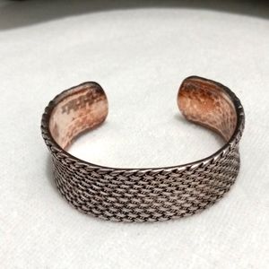 Vintage Premier Design Silver Tone Detailed Braided Cuff Bracelet  13/16"